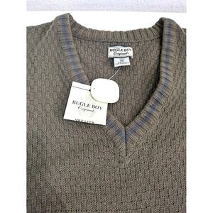 Vintage Bugle Boy Sweater Vest NEW Men's XL Olive Green 80s 90s Preppy Grandpa